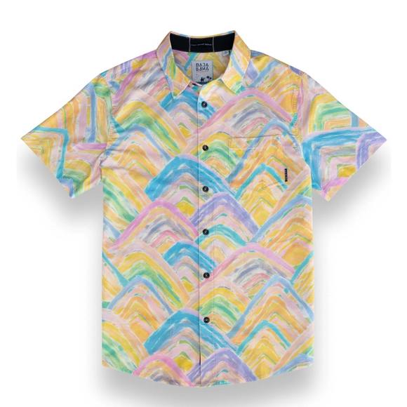 NEW BAJA LLAMA rainbow mountains button up in multi - Picture 1 of 3